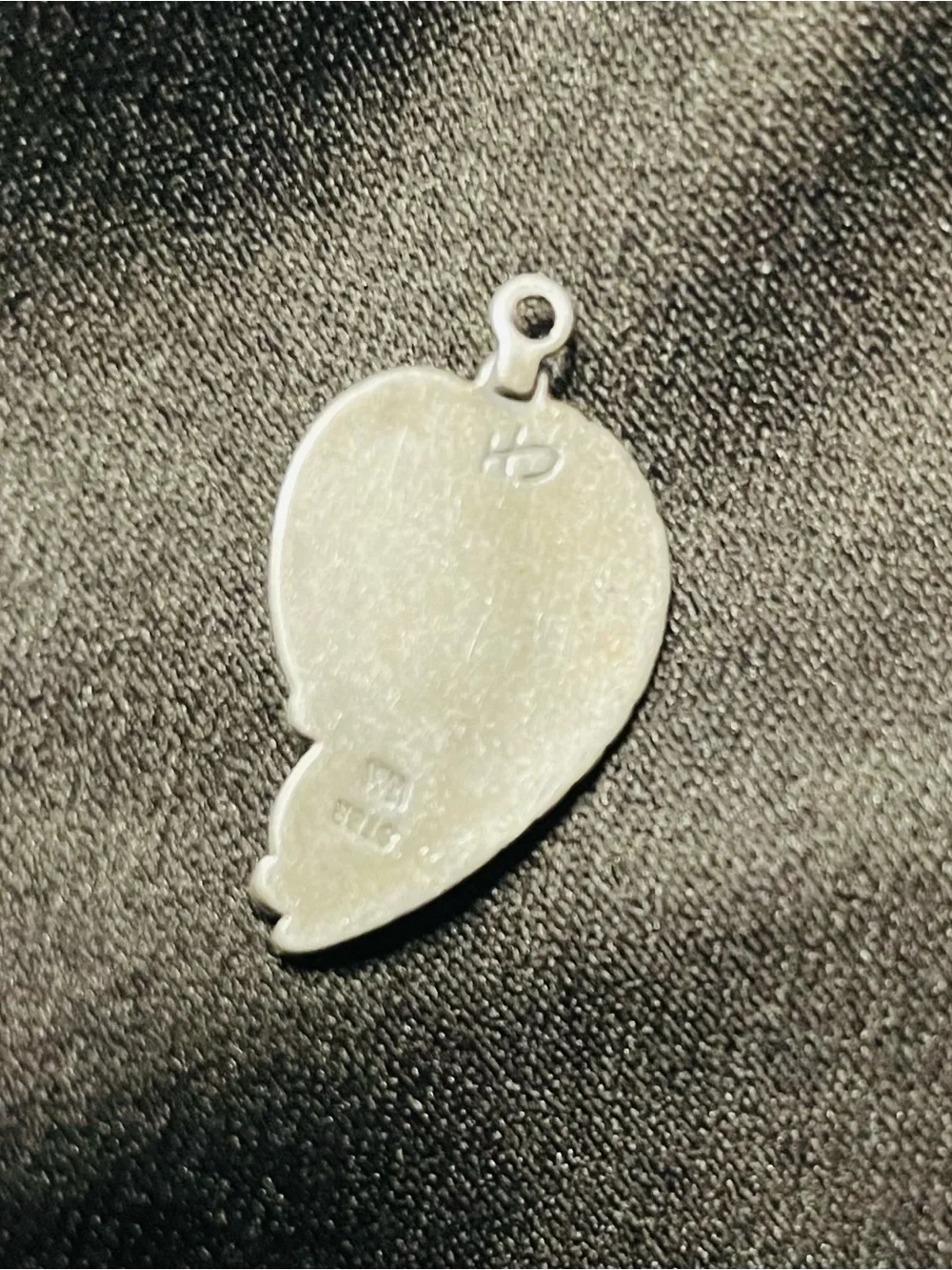 Sterling Silver Feather  Charm with Orange Stone